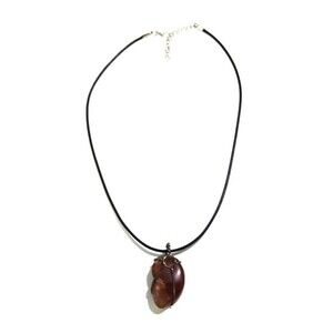 Utah Agate Gemstone Bronze Tone Wire Wrapped Polished Healing Pendant 1.5"x 1"